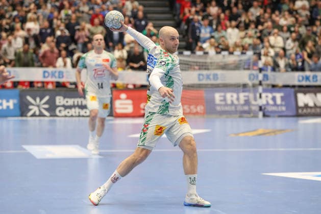 15 03 2026, xgox, Handball Daikin HBL Bergischer HC SC Magdeburg emspor, v l Daniel Pettersson Magdeburg, 11 throws goal, goal scorer, scores goal, scores the goal Duesseldorf