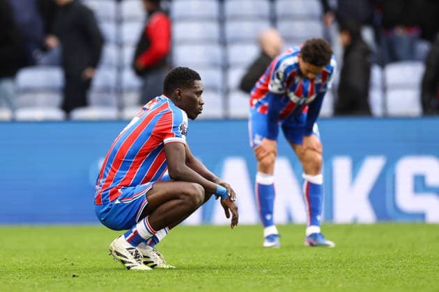 Crystal Palace gegen Leeds United 15. März 2026, London Premier League Fußball Crystal Palace gegen Leeds United Ismaila Sarr von Crystal Palace und Yeremy Pino von Crystal Palace reagieren nach dem Abpfiff Foto Jacques Feeney Offside London UK  Copyright: xJacquesxFeeneyx xOffsidexOffside