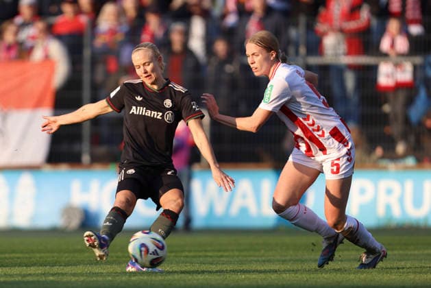 Pernille Harder FC Bayern München scores her team s 0 2 goal during the Woman Bundesliga match between 1 FC Köln and Bayern München at Franz Kremer Stadion on March 15 in Cologne, Germany, Germany Photo by Oliver Kaelke DeFodi Images Pernille Harder FC Bayern München scores her team s second goal during the Woman Bundesliga match between 1 FC Köln and Bayern München at Franz Kremer Stadion on March 15, 2026 in Cologne, Germany Photo by Oliver Kaelke DeFodi Images DFL regulations prohibit any use of photographs as image sequences and or quasi video Photo by Oliver Kaelke DeFodi Images