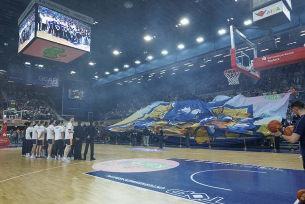 Basketball against racism, GER, Rostock Seawolves vs NINERS Chemnitz, easycredit BBL, Basketball, Bundesliga, 24 Matchday, Season 2025 2026, 15 03 2026 GER, Rostock Seawolves vs NINERS Chemnitz, easycredit BBL, Basketball, Bundesliga, 24 Matchday, Season 2025 2026, 15 03 2026 Rostock Copyright: xEibner-Pressefoto DenverxEhrlichx EP_DEH