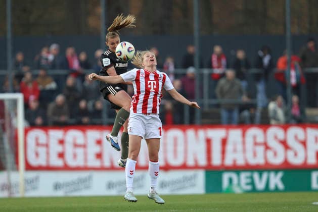 Georgia Stanway FC Bayern München and Pauline Bremer 1 FC Köln battle for the ball during the Woman Bundesliga match between 1 FC Köln and Bayern München at Franz Kremer Stadion on March 15 in Cologne, Germany, Germany Photo by Oliver Kaelke DeFodi Images Georgia Stanway FC Bayern München and Pauline Bremer 1 FC Köln battle for the ball during the Woman Bundesliga match between 1 FC Köln and Bayern München at Franz Kremer Stadion on March 15, 2026 in Cologne, Germany Photo by Oliver Kaelke DeFodi Images DFL regulations prohibit any use of photographs as image sequences and or quasi video Photo by Oliver Kaelke DeFodi Images