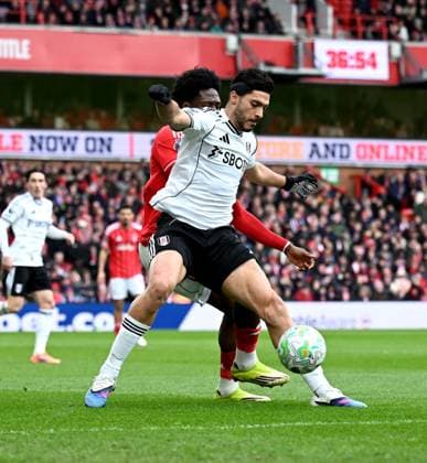 Raul Jimà nez of Fulham and Ola Aina of Nottingham Forest Nottingham Forest v Fulham, Premier League, Football, City Ground, Nottingham, UK - 15 Mar 2026Nottingham City Ground United Kingdom EDITORIAL USE ONLY No use with unauthorised audio, video, data, fixture lists, club league logos or live services. Online in-match use limited to 120 images, no video emulation. No use in betting, games or single club league player publications. Copyright: xAnnaxGowthorpe Shutterstockx 16757313be