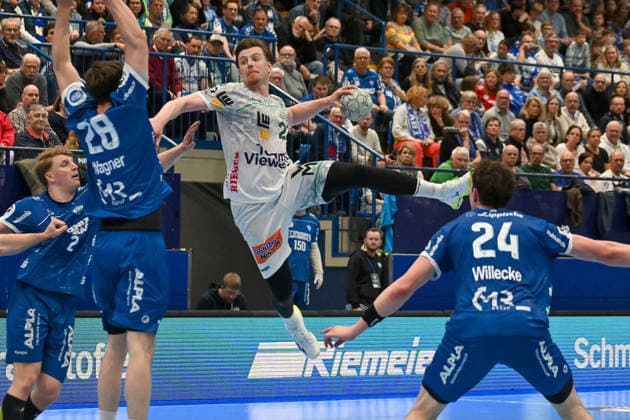 Erik Persson Frisch Auf Goeppingen, 22 throws TBV Lemgo Lippe vs Frisch Auf Goeppingen, Handball, 1 Bundesliga, 25 Matchday, Season 2025 2026, 15 03 2026, TBV Lemgo Lippe vs Frisch Auf Goeppingen, Handball, 1 Bundesliga, 25 Matchday, Season 2025 2026, 15 03 2026 Lemgo Copyright: xEibner-Pressefoto RobertxGertzenx EP_RGN