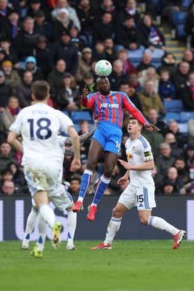 15th March 2026; Selhurst Park, Selhurst, London, England; Premier League Football, Crystal Palace versus Leeds United; Jean-Philippe Mateta of Crystal Palace with the headed ball  KatiexChan Content restricted for UK based newspaper