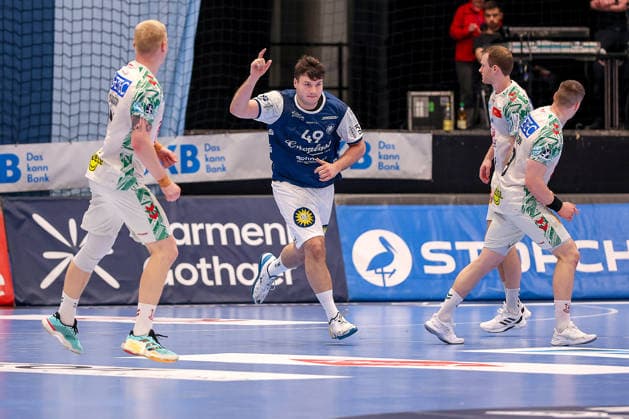15 03 2026, Handball, HBL, Bergischer HC SC Magdeburg, Mitsubishi Electric HALLE Düsseldorf Aron Seesing BHC 49 cheering North Rhine-Westphalia Germany