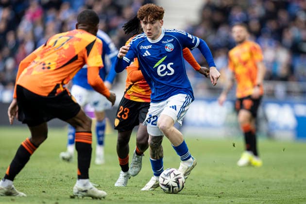 FOOTBALL : Racing Strasbourg (RCS) vs Paris FC - ligue 1 - Strasbourg - 15 03 26 Valentin Barco 32 (RCS)  Copyright: xelyxandroxcegarrax