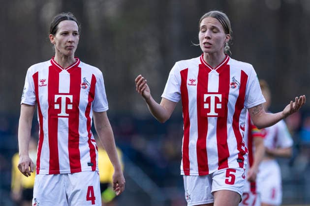 Google Pixel Womens Bundesliga 1 FC Köln FC Bayern München 15 03 2026 Sara Agrez 1 FC Köln, 4 , Celina Degen 1 FC Köln, 5 on matchday 20 of the Google Pixel Womens Bundesliga in the match between 1 FC Köln and FC Bayern München on 15 03 2026 at Franz Kremer Stadion in Cologne, Germany Copyright: xBEAUTIFULxSPORTS Meuselx