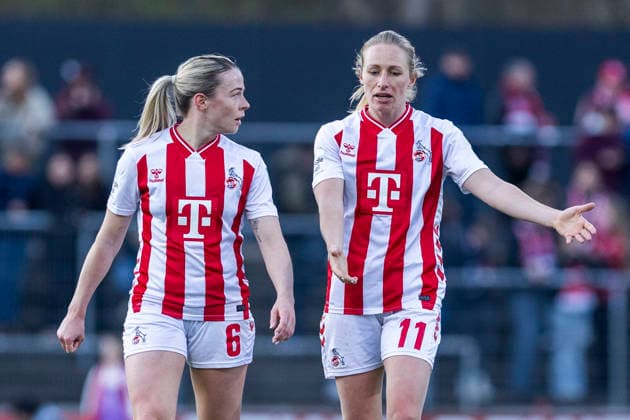 Google Pixel Womens Bundesliga 1 FC Köln FC Bayern München 15 03 2026 Sandra Maria Jessen 1 FC Köln, 6 , Pauline Bremer 1 FC Köln, 11 on matchday 20 of the Google Pixel Womens Bundesliga in the match between 1 FC Köln and FC Bayern München on 15 03 2026 at Franz Kremer Stadion in Cologne, Germany Copyright: xBEAUTIFULxSPORTS Meuselx