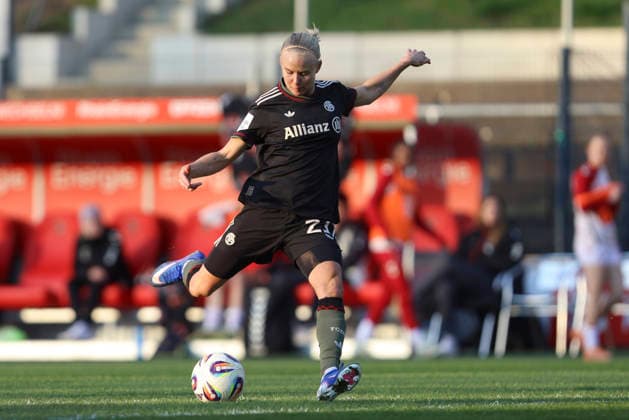 Pernille Harder FC Bayern Munich in action, on the ball, individual action during the Woman Bundesliga match between 1 FC Köln and Bayern Munich, Franz Kremer Stadion on March 15 in Cologne, Germany Photo by Oliver Kaelke DeFodi Images Pernille Harder FC Bayern München controls the ball during the Woman Bundesliga match between 1 FC Köln and Bayern München at Franz Kremer Stadion on March 15, 2026 in Cologne, Germany Photo by Oliver Kaelke DeFodi Images DFL regulations prohibit any use of photographs as image sequences and or quasi video Photo by Oliver Kaelke DeFodi Images