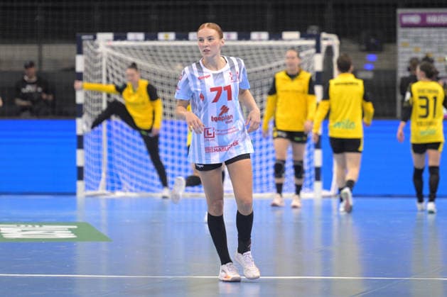 in duel with HSG Bensheim Auerbach vs BVB Borussia Dortmund Handball, Handball, Women, DHB Pokal Haushahn Final 4, Final, Season 2025 2026, 15 03 2026 HSG Bensheim Auerbach vs BVB Borussia Dortmund Handball, Handball, Women, DHB Pokal Haushahn Final 4, Final, Season 2025 2026, 15 03 2026 Stuttgart Copyright: xEibner-Pressefoto TobiasxBaurx EP_TBR