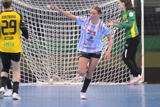 Jule Polsz HSG Bensheim Auerbach, 71 Cheers after the goal HSG Bensheim Auerbach vs BVB Borussia Dortmund Handball, Handball, Women, DHB Pokal Haushahn Final 4, Final, Season 2025 2026, 15 03 2026 HSG Bensheim Auerbach vs BVB Borussia Dortmund Handball, Handball, Women, DHB Pokal Haushahn Final 4, Final, Season 2025 2026, 15 03 2026 Stuttgart Copyright: xEibner-Pressefoto TobiasxBaurx EP_TBR
