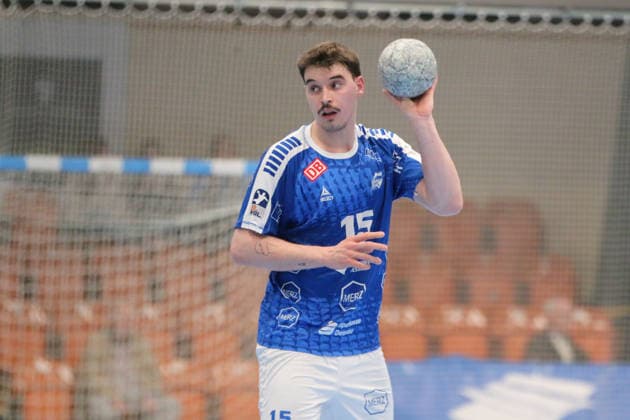15 03 2026 Handball Men 2025 2026 2 Handball Bundesliga 24 Matchday Dessau Roßlauer HV 06 HSG Krefeld Niederrhein Anhalt Arena Dessau Marcel Nowak Dessau, 15, blue on the ball Dessau Roßlau Sachsen Anhalt Germany