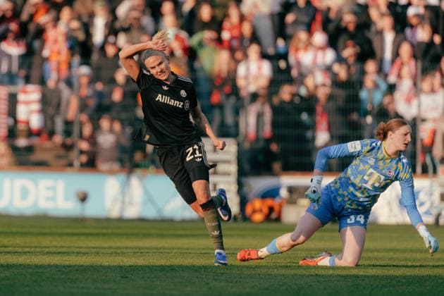 15.03.26, Women, Football, Google Pixel Frauen Bundesliga, Season 2025 2026, 1.FC Köln vs. FC Bayern München, Matchday 20 Magdalena Eriksson ( 5 - FC Bayern München) celebration of the goal for the 0:1 Cologne Franz-Kremer-Stadium NRW Deutschland