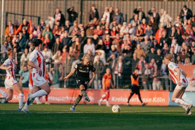15.03.26, Women, Football, Google Pixel Frauen Bundesliga, Season 2025 2026, 1.FC Köln vs. FC Bayern München, Matchday 20 Magdalena Eriksson ( 5 - FC Bayern München) shot on goal Cologne Franz-Kremer-Stadium NRW Deutschland