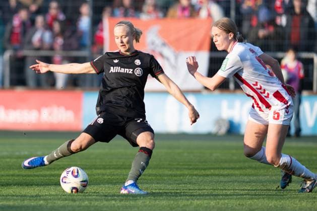 Pernille Harder 21 FC Bayern Muenchen scores the goal to 0 2, 1 FC Koeln Frauen vs FC Bayern Muenchen Frauen, Fußball, Google Pixel Frauen Bundesliga, 20 Spieltag, 2025 2026, 15 03 2026 DFB regulations prohibit any use of photographs as image sequences and or quasi video Koeln Nordrhein Westfalen Germany Copyright: xkolbert-press MarkusxVerwimpx