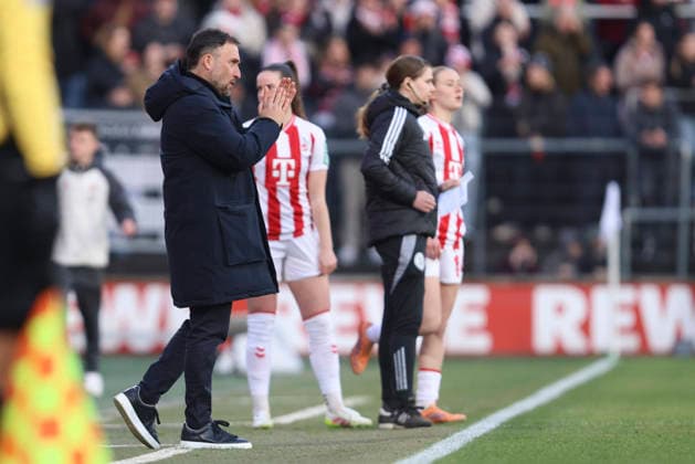 Coach Jose Barcala FC Bayern Munich gestures during the Woman Bundesliga match between 1 FC Köln and Bayern Munich at Franz Kremer Stadion on March 15, 2026 in Cologne, Germany, Germany Photo by Oliver Kaelke DeFodi Images Trainer Jose Barcala FC Bayern München gestures during the Woman Bundesliga match between 1 FC Köln and Bayern München at Franz Kremer Stadion on March 15, 2026 in Cologne, Germany Photo by Oliver Kaelke DeFodi Images DFL regulations prohibit any use of photographs as image sequences and or quasi video Photo by Oliver Kaelke DeFodi Images