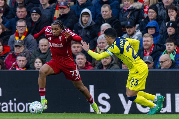 Football - FA Premier League - Liverpool FC v Tottenham Hotspur FC LIVERPOOL, ENGLAND - Sunday, March 15, 2026: Liverpool s Rio Ngumoha during the FA Premier League match between Liverpool FC and Tottenham Hotspur FC at Anfield. (Photo by David Rawcliffe Propaganda) LIVERPOOL Anfield MERSEYSIDE ENGLAND  Copyright: xDavidxRawcliffex P2026-03-15-Liverpool_Tottenham-68