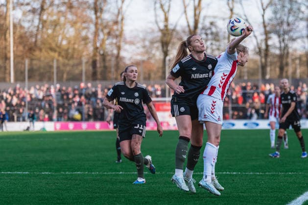 Glodis Perla Viggosdottir FC Bayern Muenchen, 04 in duel with Pauline Bremer 1 FC Cologne, 11 1 FC Cologne vs FC Bayern Munich, Football, Google Pixel Womens Bundesliga, Matchday 20, Season 2025 26, 15 03 2026, 1 FC Cologne vs FC Bayern Munich, Football, Google Pixel Womens Bundesliga, Matchday 20, Season 2025 26, 13 03 2026 Cologne Copyright: xEibner-Pressefoto LukasxBaldygax EP_LBA