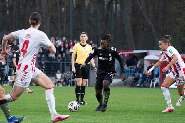 COLOGNE, GERMANY - MARCH 15: Edna Imade (29 FC Bayern München) during the Google Pixel Frauen-Bundesliga between 1. FC Köln and FC Bayern München at Stadion an der Hafenstraße on March 15, 2026 in Cologne, Germany. ?Photo by Qianru Zhang Press Photo) Copyright: xQianruxZhang SPPx Sportspressphoto_SPR110722