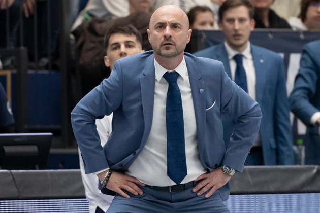 EasyCredit Basketball Bundesliga 2025 2026 Syntainics MBC vs Alba Berlin Weissenfels, Germany 15 March 2026 In the picture coach Milenko Bogicevic Weissenfels facial expression, strong facial expression, emotion, Weissenfels Stadthalle Weissenfels Saxony Anhalt Germany