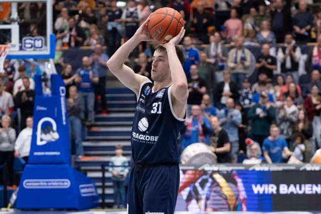 EasyCredit Basketball Bundesliga 2025 2026 Syntainics MBC vs Alba Berlin Weissenfels, Germany 15 March 2026 In the picture Spencer Reaves Weissenfels Weissenfels Stadthalle Weissenfels Saxony Anhalt Germany