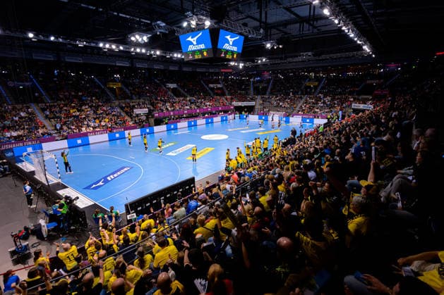 Handball DHB Cup, Final, HSG Bensheim Auerbach Borussia Dortmund Overview, Interior view, Venue Stuttgart Porsche Arena Baden Württemberg Germany