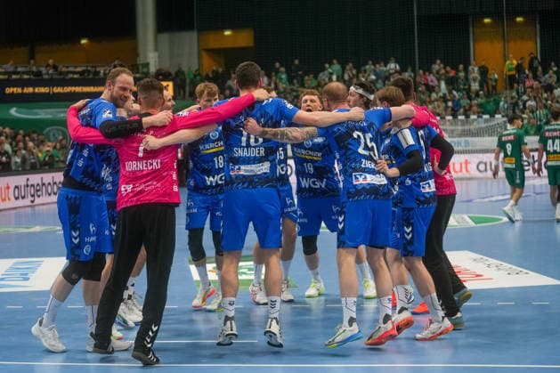 The players of TVB Stuttgart celebrate after the final whistle SC DHfK Leipzig vs TVB Stuttgart, Handball, 1 Handball Bundesliga, 25 Matchday, Season 2025 2026, 15 03 2026 SC DHfK Leipzig vs TVB Stuttgart, Handball, 1 Handball Bundesliga, 25 Matchday, Season 2025 2026, 15 03 2026 Leipzig Copyright: xEibner-Pressefoto PiaxSchindlerx EP_PSR