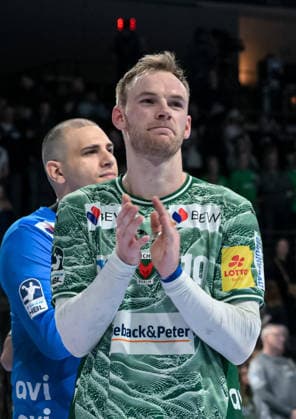 15 03 2026, xlakx, Handball Daikin HBL, Fuechse Berlin HC Erlangen v l Dejan Milosavljev Fuechse Berlin , Mathias Gidsel Fuechse Berlin Cheering about the victory, cheering after the end of the game Berlin Daniel Lakomski