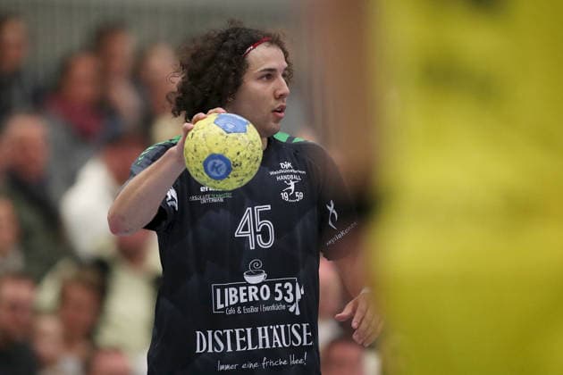 15 03 2026, Men, Handball, Season 2025 2026, Regionalliga, 19 Matchday DJK Waldbuettelbrunn TSV Lohr Julian Hohmann 45, TSG Waldbuettelbrunn Waldbuettelbrunn Ballsporthalle Bayern Germany
