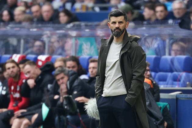 Gelsenkirchen, Germany, 15 03 26, Miron Muslic head coach FC Schalke 04 looks on during the Bundesliga 2 match between FC Schalke 04 Hannover 96 at the Veltins Arena in Gelsenkirchen Photo by Joachim Bywaletz DFB DFL REGULATIONS PROHIBIT ANY USE OF PHOTOGRAPHS AS IMAGE SEQUENCES AND OR QUASI VIDEO Copyright: JoachimxBywaletz xJB-Sportfoto