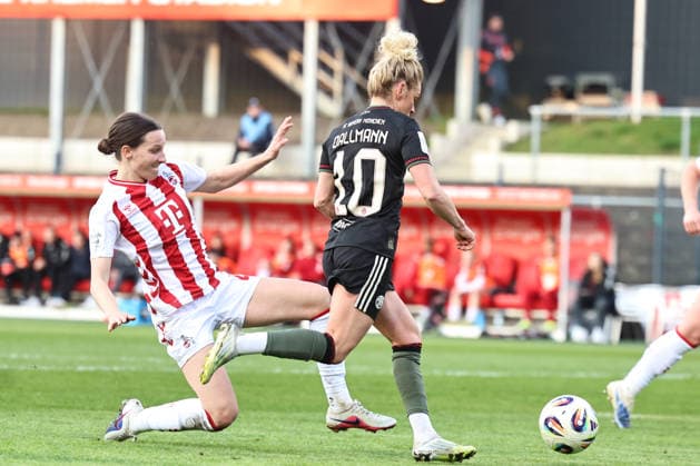 Germany Google Pixel Womens Bundesliga 2025 2026 Matchday 16, 1 FC Köln vs FC Bayern München Sunday, 15 03 2026 Franz Kremer Stadium, North Rhine-Westphalia Sara Agrez 1 FC Köln Women, 4 and Linda Dallmann FC Bayern München Women, 10 in a duel Copyright: xSümeyyexAkcöltekinx