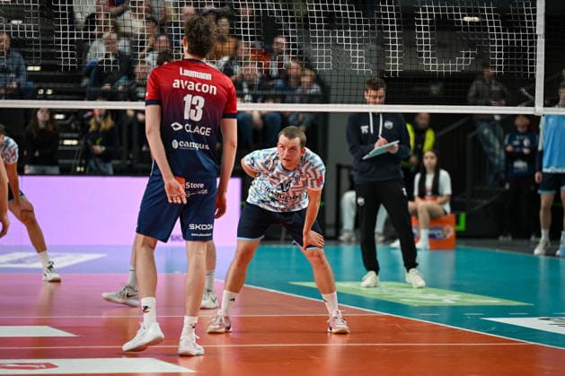 15 03 2026, xdobgx, Volleyball Volleyball Bundesliga VBL, SVG Lüneburg ASV Dachau v l Neo Laumann SVG Lüneburg, 13 , Luca Russelmann ASV Dachau, 10