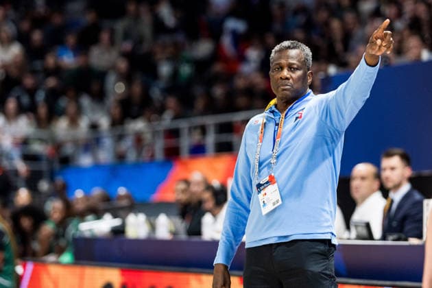LYON-VILLEURBANNE, FRANCE - MARCH 15: Jean Aime Toupane (Head Coach France) during the FIBA Women™s World Cup Qualifying Tournament match between France (FRA) vs. Nigeria (NGR) at Astroballe on matchday 4 of the FIBA Women™s World Cup Qualifying Tournament on March 15, 2026 in Lyon-Villeurbanne, France. France Copyright: xSteffiexWunderlx