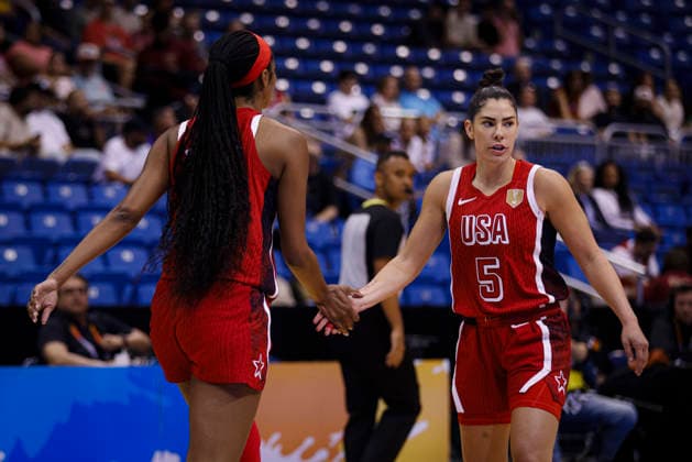 2026 World Cup Qualifying Tournament - New Zealand V USA Kelsey Plum 5 and Angel Reese 9 of the United States play during the game at the 2026 FIBA World Cup Qualifying Tournament between New Zealand and the United States in San Juan, Puerto Rico, on March 15, 2026, at Coliseo Jose Miguel Agrelot. San Juan Puerto Rico  Copyright: xEdgardoxMedinax originalFilename:medinamillan-notitle260315_npU9m.jpg