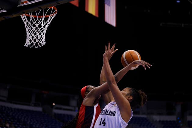 2026 World Cup Qualifying Tournament - New Zealand V USA Angel Reese 9 of the United States blocks Ella Tofaeono 14 of New Zealand during the game at the 2026 FIBA World Cup Qualifying Tournament between New Zealand and the United States in San Juan, Puerto Rico, on March 15, 2026, at Coliseo Jose Miguel Agrelot. San Juan Puerto Rico  Copyright: xEdgardoxMedinax originalFilename:medinamillan-notitle260315_npJek.jpg