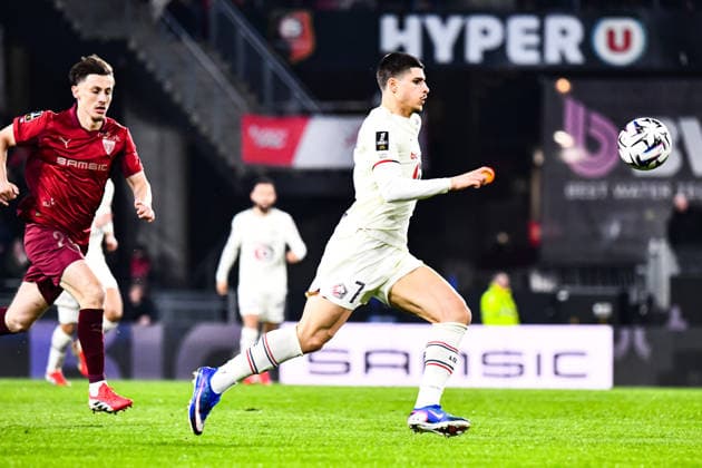 FOOTBALL : Stade Rennais vs Lille OSC - Ligue 1 - JournÃ e 26 - 15 03 2026 Matias Fernandez-Pardo (Lille OSC) RennesFrance  Copyright: xBaptistexAutissierx
