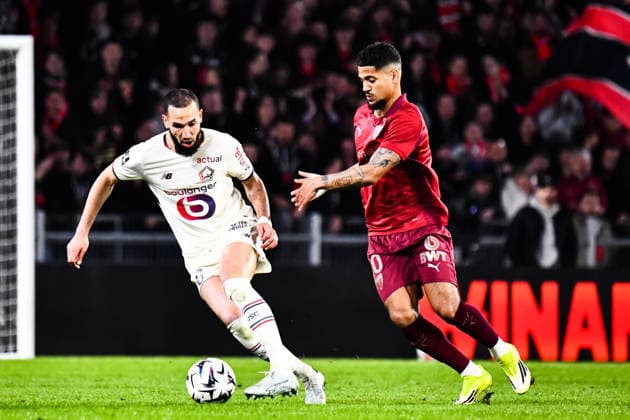 FOOTBALL : Stade Rennais vs Lille OSC - Ligue 1 - JournÃ e 26 - 15 03 2026 Ludovic Blas (Stade Rennais) Nabil Bentaleb (Lille OSC) RennesFrance  Copyright: xBaptistexAutissierx