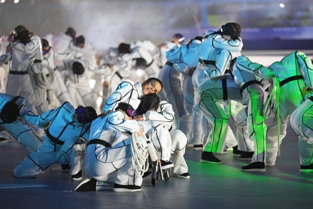 CORTINA, ITALY 20260315 Performances during Sunday s closing ceremony for the Paralympics, in the Cortina curling stadium. *** The image is included in the SPORTS PACKAGE. For others PAID IMAGE *** CORTINA ITALY x10500x *** CORTINA, ITALY 20260315 Performances during Sunday s closing ceremony for the Paralympics, in the Cortina curling stadium The image is included in the SPORTS PACKAGE For others PAID IMAGE CORTINA ITALY x10500x  Copyright: xMagnusxLejhall ParasportxSverige TT TTx PARALYMPICS 2026 CONCLUSION