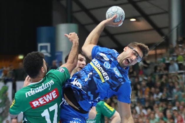 Handball DAIKIN HBL, SC DHfK Leipzig TVB Stuttgart 15 03 2026 Antonio Serradilla 5, TVB Stuttgart Handball, DAIKIN HBL, 1 Bundesliga, Season 2025 2026, 25 Matchday SC DHfK Leipzig vs TVB Stuttgart on 15 03 2026 at the Quarterback Immobilien Arena Leipzig Copyright: xBEAUTIFULxSPORTS JanxKaeferx