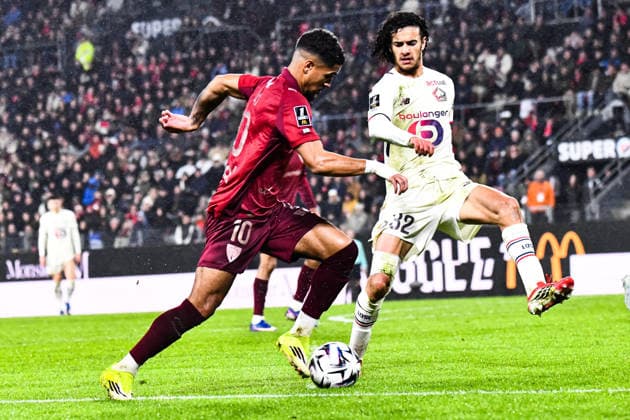 FOOTBALL : Stade Rennais vs Lille OSC - Ligue 1 - JournÃ e 26 - 15 03 2026 Ludovic Blas (Stade Rennais) Ayyoub Bouaddi (Lille OSC) RennesFrance  Copyright: xBaptistexAutissierx