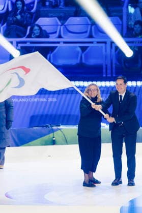 PARALYMPICS - Winter Paralympics Milano Cortina 2026 CORTINA D AMPEZZO,ITALY,15.MAR.26 - PARALYMPICS - Paralympic Winter games, Winterspiele,Spiele, Summer games Milano Cortina 2026, closing ceremony. Image shows officials.  GEPAxpictures xMatthiasxTrinkl