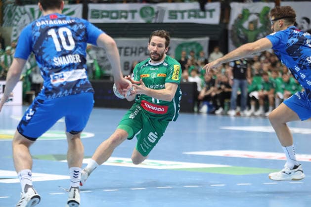 Handball DAIKIN HBL, SC DHfK Leipzig TVB Stuttgart 15 03 2026 Lukas Binder 11, SC DHfK Leipzig Handball, DAIKIN HBL, 1 Bundesliga, Season 2025 2026, 25 Matchday SC DHfK Leipzig vs TVB Stuttgart on 15 03 2026 at the Quarterback Immobilien Arena Leipzig Copyright: xBEAUTIFULxSPORTS JanxKaeferx