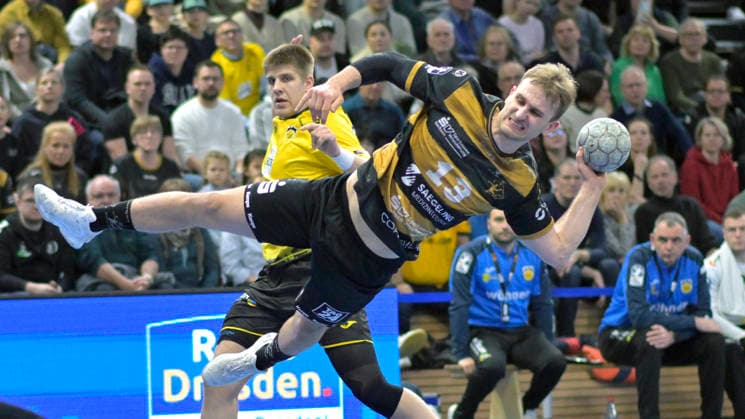 15 03 2026, Dresdens Anton Preußner, Handball, 2 Bundesliga, HC Elbflorenz Dresden HSC Coburg, c Dresden