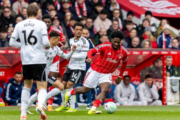 Nottingham Forest v Fulham, Premier League Nottingham Forest defender Ola Aina (34) runs forward during the Premier League match between Nottingham Forest and Fulham at the City Ground, Nottingham, UK on 15 March 2026. Nottingham City Ground Nottinghamshire UK Editorial use only DataCo restrictions apply See www.football-dataco.com , Copyright: xManjitxNarotrax PSI-23895-0089