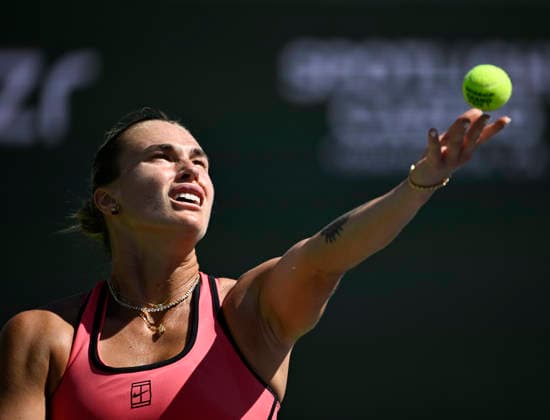 March 15, 2026 Aryna Sabalenka serves against Elena Rybakina of Kazakhstan during their Women s Singles Finals match at the BNP Paribas Open held at the Indian Wells Tennis Garden in Indian Wells, California. Mandatory Photo Credit : CSM Indian Wells United States of America - ZUMAc04_ 20260315_zma_c04_011 Copyright: xCharlesxBausx