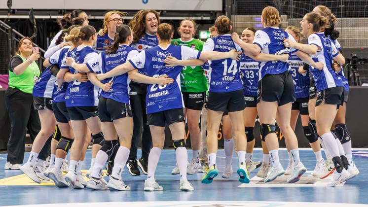 HSG Blomberg Lippe celebrates victory Third place, bronze medal, 15 03 2026, Stuttgart Germany , Handball women, Final4 2026, match for third place, Thüringer HC HSG Blomberg Lippe xprx