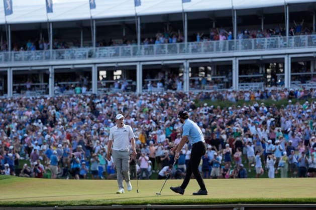 March 15, 2026, Ponte Vedra, Florida, USA: March 15, 2026, Ponte Vedra, Florida.Matt Fitzpatrick (England) reacts after Cameron Young (USA) sinks a birdie putt on the 17th green during the fourth round of The PLAYERS Championship at TPC Sawgrass. PGA, Golf Herren Tour 2026: The PLAYERS Championship  - ZUMAd212 20260315_zsp_d212_034 Copyright: xRichardxDolex