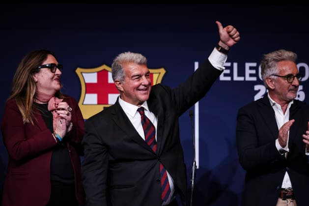 March 16, 2026, Barcelona, Barcelona, Spain: Joan Laporta attends his press conference, PK, Pressekonferenz as the re-elected president of FC Barcelona, Barca during the FC Barcelona presidential elections held at Spotify Camp Nou on 15 March 2026, in Barcelona, Spain. Election Day For The Presidency Of FC Barcelona  - ZUMAa181 20260316_zaa_a181_004 Copyright: xJavierxBorregox