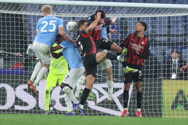 CALCIO - Serie A - SS Lazio vs AC Milan Rome, Italy - March 15, 2026: goal disallowed for handball by the player Zachary Athekame (defender) of AC Milan during the Serie A Enilive 2025-2026 football match between S.S. Lazio vs A.C. Milan at Olympic Stadium. Rome Italy  Copyright: xIPAxSport ABACAx