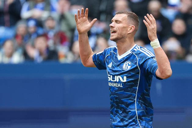 2 Bundesliga FC Schalke 04 Hannover 96 on 15 03 2026 in the Veltins Arena on Schalke Edin Dzeko Schalke 10 dissatisfied, disappointed, disappointed, dejected MH